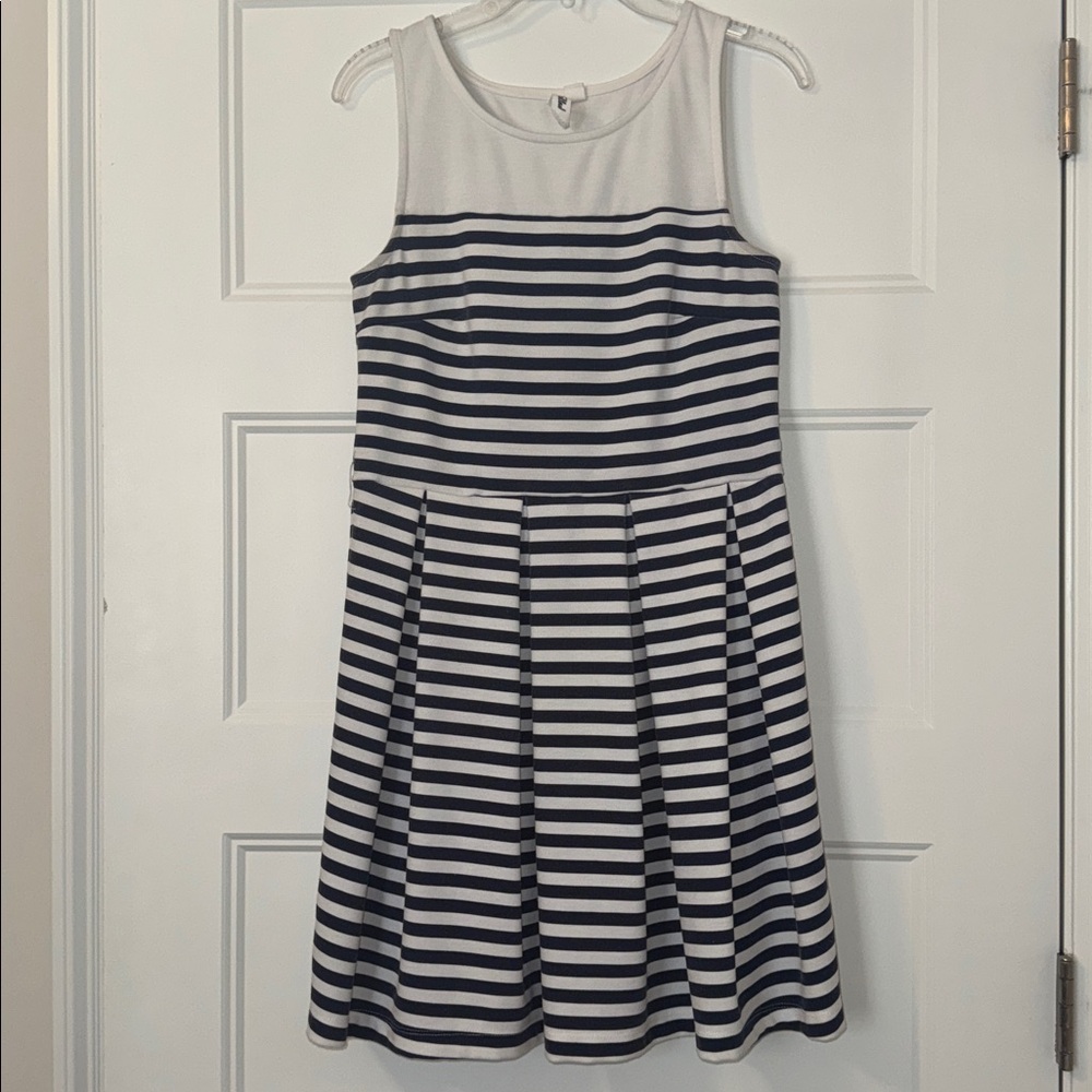 Navy Striped Sleeveless Dress